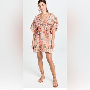 NWT Misa Los Angeles Sari Floral Poplin Balloon-Sleeve Mini Dress - Size Small